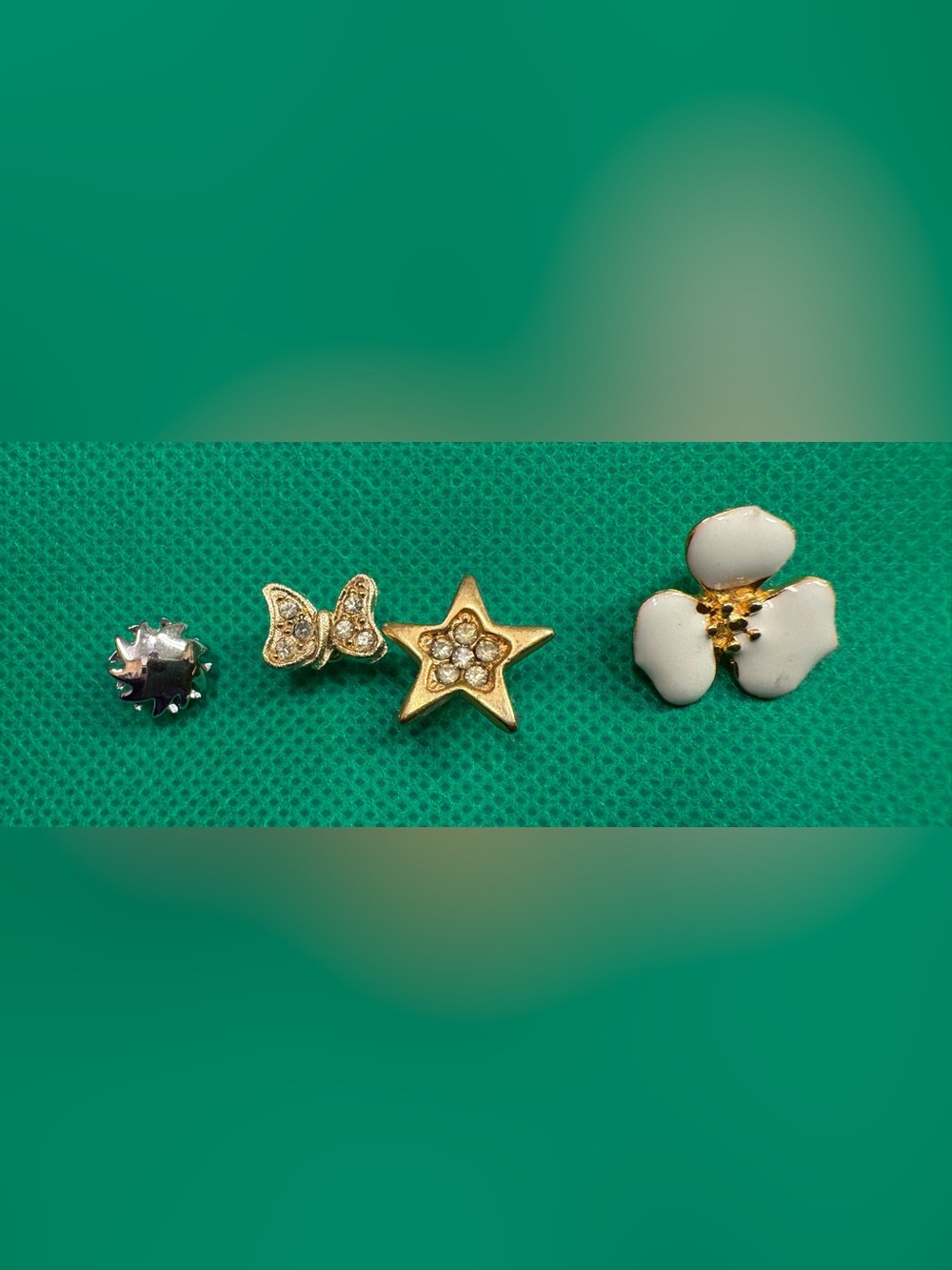 Vintage Bundle of Stick Pins-Cream Flower, Star, Butterfly and “Sun”